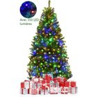 BRAND GYMAX 180 CM Sapin de Noël avec 350 Lumières LED Bicolore, avec Support Métallique, en PVC, Construction à Charnière