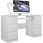 CDF BARI - Bureau informatique - Bureau d'ordinateur - 6 Tiroirs + Support clavier coulissant - Mobilier de bureau - Blanc