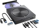 FOSMET Lecteur Graveur CD/DVD Externe, USB 3.0 et USB-C Graveur DVD avec 2*USB-A 2*USB-C et Fente SD/TF, Optique CD pour