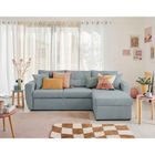 BESTMOBILIER Astoria - canapé d'angle réversible 4 places - convertible avec coffre - en tissu texturé - Bleu
