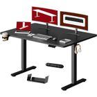 SANODESK 140x60cm Bureau Assis Debout Électrique, avec Système Anti-Collision et Fonctions Mémoires, Crochet/Porte-gobelet, Noir