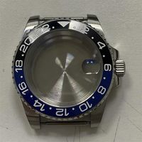 Boîtier de montre en verre saphir en acier inoxydable 316L de 40 mm pour accessoires de mouvement mécanique NH35-Bleu Noir