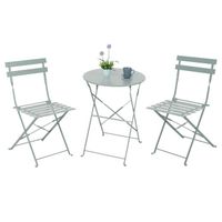 Ensemble de terrasse, ensemble pliant en métal de 2 chaises et table ronde, Bistreau, gris...  Gris sabl