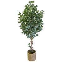 Eucalyptus artificiel avec troncs naturels, idéal pour la décoration de la maison, arbre artificiel, plante artificielle (180 cm)