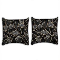 Lot de 2 Housses de Coussin carré Rayures géométriques gris et noir 60x60cm (24 pouces environ) décoration de maison canapé lit