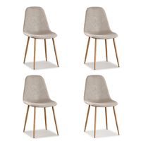 Lot de 4 chaises scandinaves tissu beige - Ela - DESIGNETSAMAISON