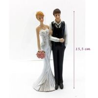 Couple de mariés se tenant le bras, haut.15,5 cm, figurine traditionnelle, pièce montée, mariage - Unique