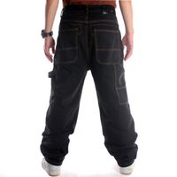Jeans Baggy Noir pour hommes pantalon de Skateboard ample de styliste Hip Hop Style