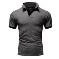 Homme Polo Shirt Manches Courtes Tennis Golf Poloshirt d'Eté Sport Stretch T-Shirt Gris foncé