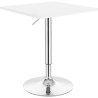 WOLTU Table de bar en MDF avec pied, Table carrée, Hauteur réglable, 60 X 60cm, Blanc