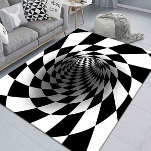 TAPIS tapis enfant tapis de chambre tapis couloir tapis cuisine Tapis d'illusion de Vortex 3D,moquette de sol pour- 40x120cm 16x47 inch-F