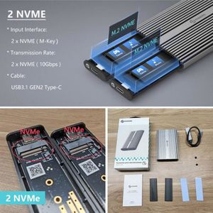 NVME-20 Gbps-Silver - ORICO Boîtier SSD M.2 NVcloser,avec refroidissement  intégré, mis à niveau, en aluminium