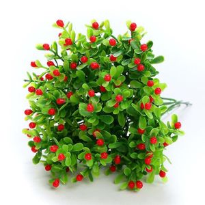 FLEUR ARTIFICIELLE Arbustes artificiels en plastique Plante artificielle Fleur Verdure pour Maison Extérieure- rouge[A7141]