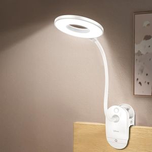 LAMPE A POSER  LED 3 Modes lampe de bureau à pince 7000K Protection des yeux Gradateur de lumière de bureau Lampe de table LED rechargeable USB