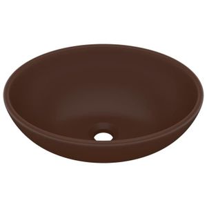 LAVABO - VASQUE Lavabo ovale de luxe vasque à poser de toilette lave-mains de salle de bain cuisine maison interieur 40 x 33 cm ceramique marron f