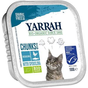 CROQUETTES Nourriture pour chats Yarrah Lot de 16 sachets de Nourriture Bio pour Chat Petits Morceaux de Poisson 100 g chacun (16 x 38254
