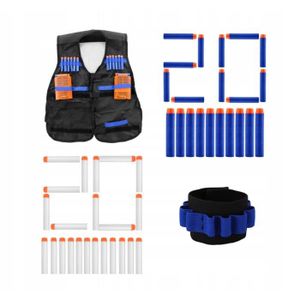 Gilet Tactique Nerf N-Strike - Kit Avec 50 Fléchettes, Masque, Lunettes - Enfant 7+ Ans - TechSmile