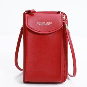 TOUT EN UN Couleur Vin Rouge Sac portefeuille long pour femmes, sac à bandoulière, pochette pour téléphone avec fermetur