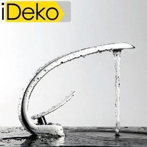 ROBINETTERIE SDB iDeko® Robinet Mitigeur lavabo salle de bain design moderne Laiton Céramique chrome IDK6101-1 avec flexibles