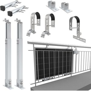 KIT PHOTOVOLTAIQUE NuaSol Support pour centrale solaire de balcon | Garde-corps Fixation pour 1 module solaire et un onduleur photovoltaïque | rond