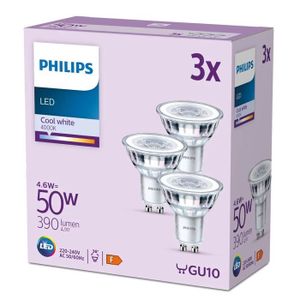 Lot de 6 ampoules spot LED Philips GU10 warm glow, ampoules-led