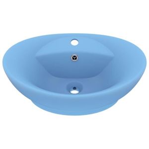 LAVABO - VASQUE Lavabo ovale à trop-plein Bleu clair mat 58,5x39 cm Céramique HAJ7551573088092
