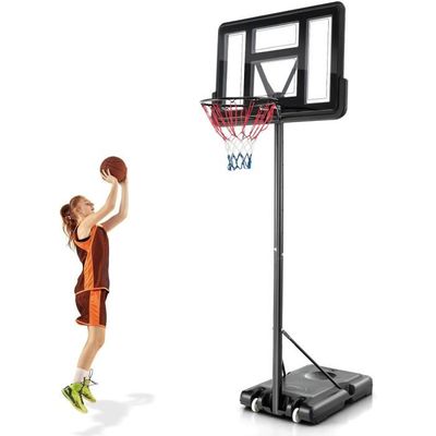 GOPLUS Panier De Basket 3 En 1 Avec Football Et Jeu D'Anneaux - Hauteur Réglable 88-128cm - Enfants 1-6 Ans - Forme Ours