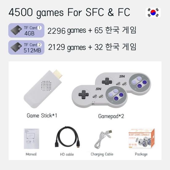 4500 Jeux Avec KR-Mini Everdrive 16 Bits, Console De Jeu Vidéo.