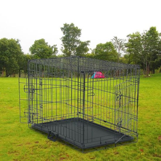 Cage pour Chien de transport pliante en métal 75 x 47 x 52.5 cm Noir