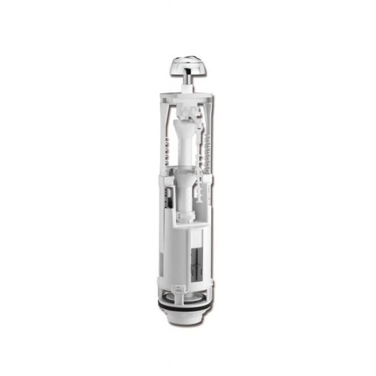 Bouton Poussoir Double Chasse D'eau Argenté - Pour Valve Optima 49 / Twyford - Diamètre 48 Mm - ABS - 12