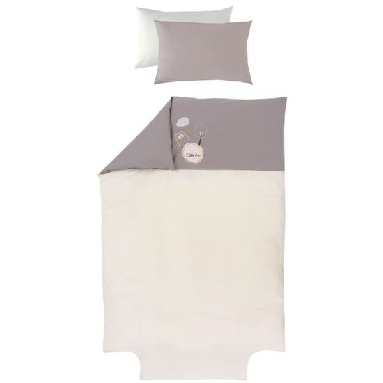 Parure de lit bébé - P'tit Basile - Chouette - 100x140 cm - 100% coton bio - Ecru