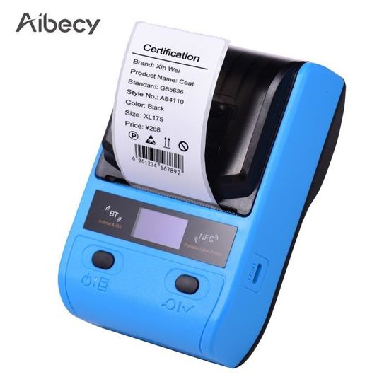 Aibecy 58mm Mini Imprimante Thermique Portable Étiquette Sans Fil