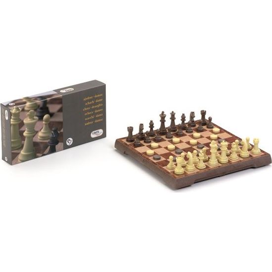 Jeu d'échecs et de dames magnétique - CAYRO - Plateau 24x24 - 2 sets de jeu - Pour enfant et voyage