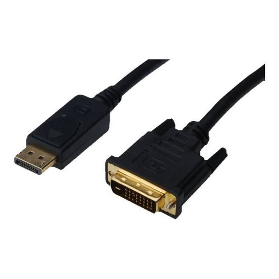 DIGITUS Câble DisplayPort liaison double DVI-D (M) pour DisplayPort (M) 2 m moulé, vis moletées noir