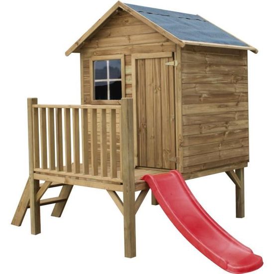 Maisonnette en bois - HABITAT ET JARDIN - Tomek - Avec toboggan - Pour enfants de 3 ans et plus
