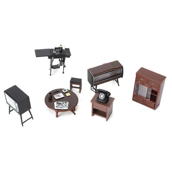 Hililand Meubles de maison de poupée 6 pièces / ensemble Simulation Mini modèle accessoires de meubles miniatures pour 1/18