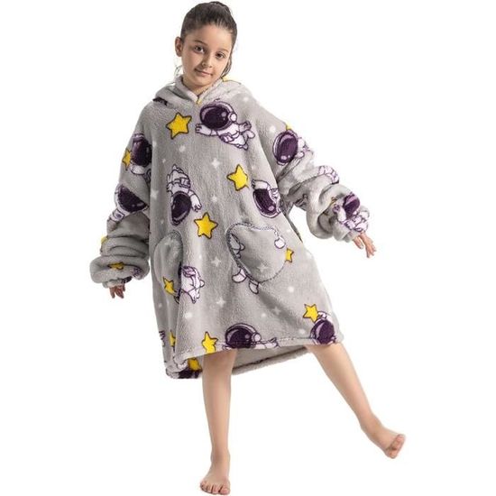 Couverture à Capuche Sherpa - Taille Unique - Poche Géante - Pour Adultes Et Ados - Intérieur/extérieur