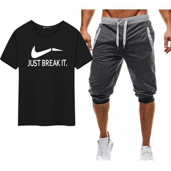 Lot De 2 Pièces Homme : T-shirt Et Short Décontracté - Manches Courtes, Imprimé - Printemps/été - Taille à Choix