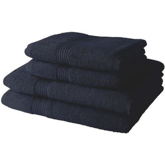 Lot De 2 Serviettes De Bain 50x90 Cm + 2 Draps De Bain 70x130 Cm TODAY - 100% Coton 450 G/m² - Motif Paon