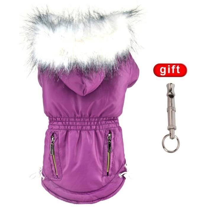 Manteau de chien de Handfly Manteau d'hiver Manteau de chien Chien Pull Vêtements de chien avec buste violet à capuchon, 395323