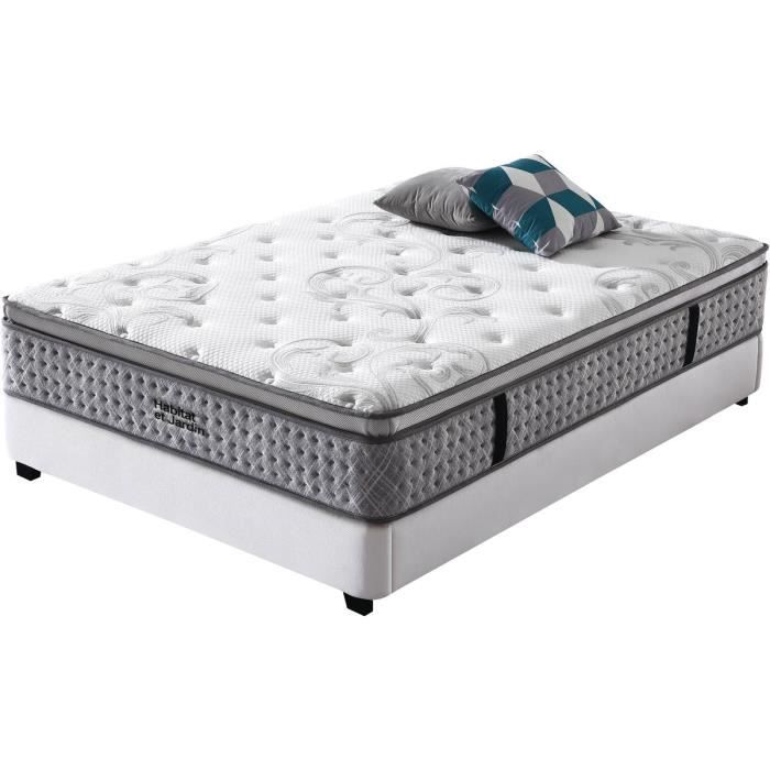 Matelas ressorts -Laura- - 140 x 190 cm - Blanc / Gris