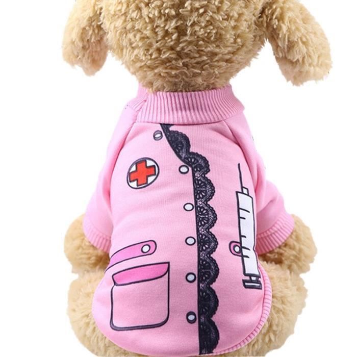 Manteau Blouson,Chaud chien vêtements classique Pet chien vêtements pour petits chiens manteau Costume automne chiot - Type nurse-L