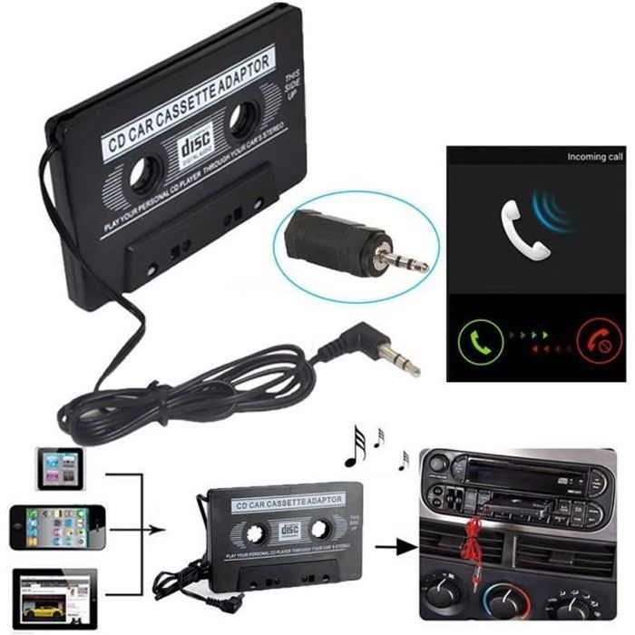 Audio AUX voiture Cassette ruban Adaptateur convertisseur 3.5 MM Noir