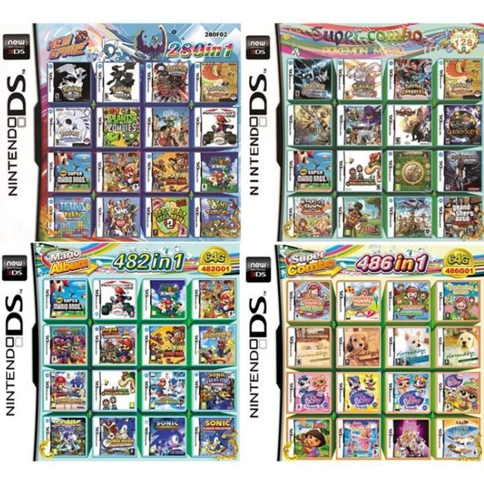 Cartouche de jeu NDS(482 en 1 ,280 en 1,208 en 1,486 en 1) Mario Multicart pour Nintendo DS NDSL NDSi 3DS 2DS