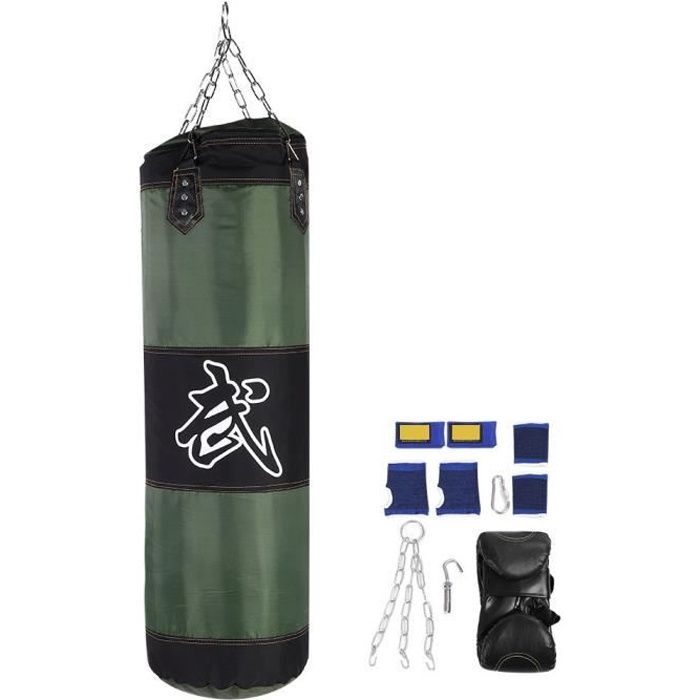 Sac de Boxe Sac de Frappe Kit Boxe Avec Gants Chaîne Suspension Sac Vide 100 cm -Sandbag est vide, pas de remplissage