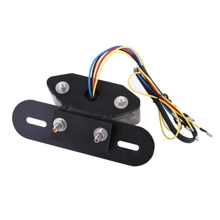 Qiilu Feu arrière de moto 16-LED moto Quad ATV queue clignotant frein plaque d'immatriculation lumière intégrée 12V gris