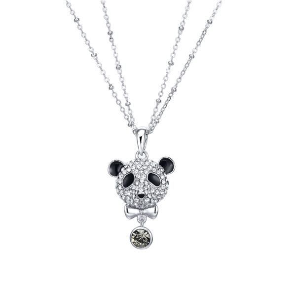 Pendentif Panda en Cristal Swarovski Elements Blanc et Black Diamond