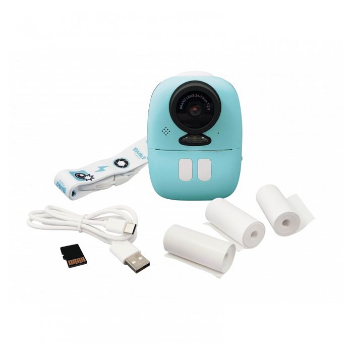 Appareil photo enfant - Imprimante thermique - Bleu turquoise