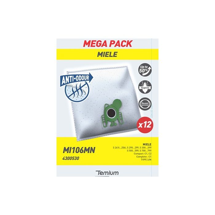Temium Sac aspirateur MI106MN ANTI-ODEUR 12 SACS - 3663004300537