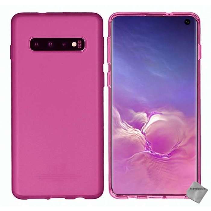 Coque silicone gel fine pour Samsung Galaxy S10+ Plus + verre trempe - ROSE